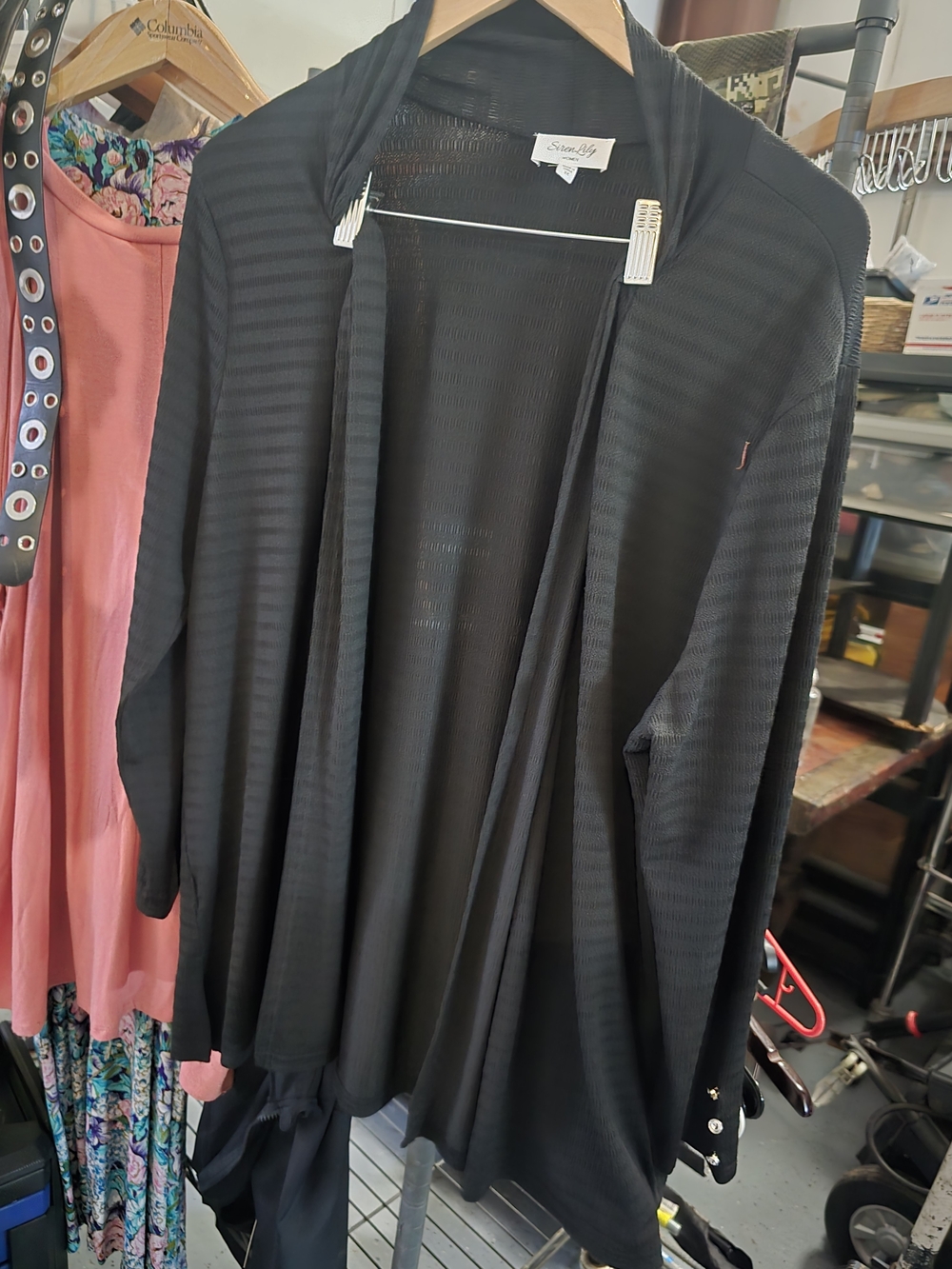 Siren Lily Black Textured Knit Over Shirt/Cardigan.